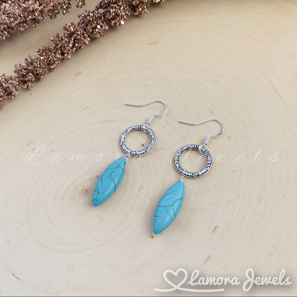 TURQUOISE Gemstone Silver Earrings boho style